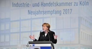 Bundeskanzlerin Angela Merkel lobte beim Neujahrsempfang der Industrie- und Handelskammer (IHK) Köln als weltoffen und tolerant. - copyright: Olaf-Wull Nickel